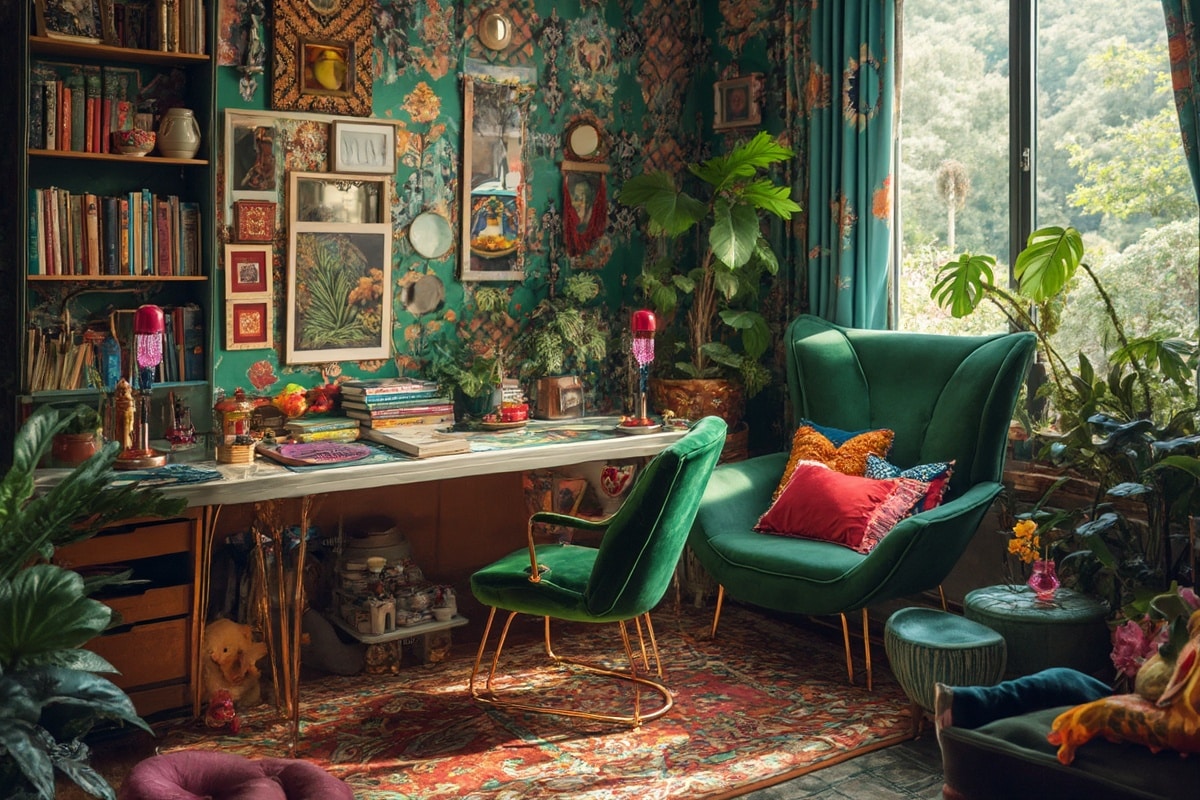 maximalist home office decor