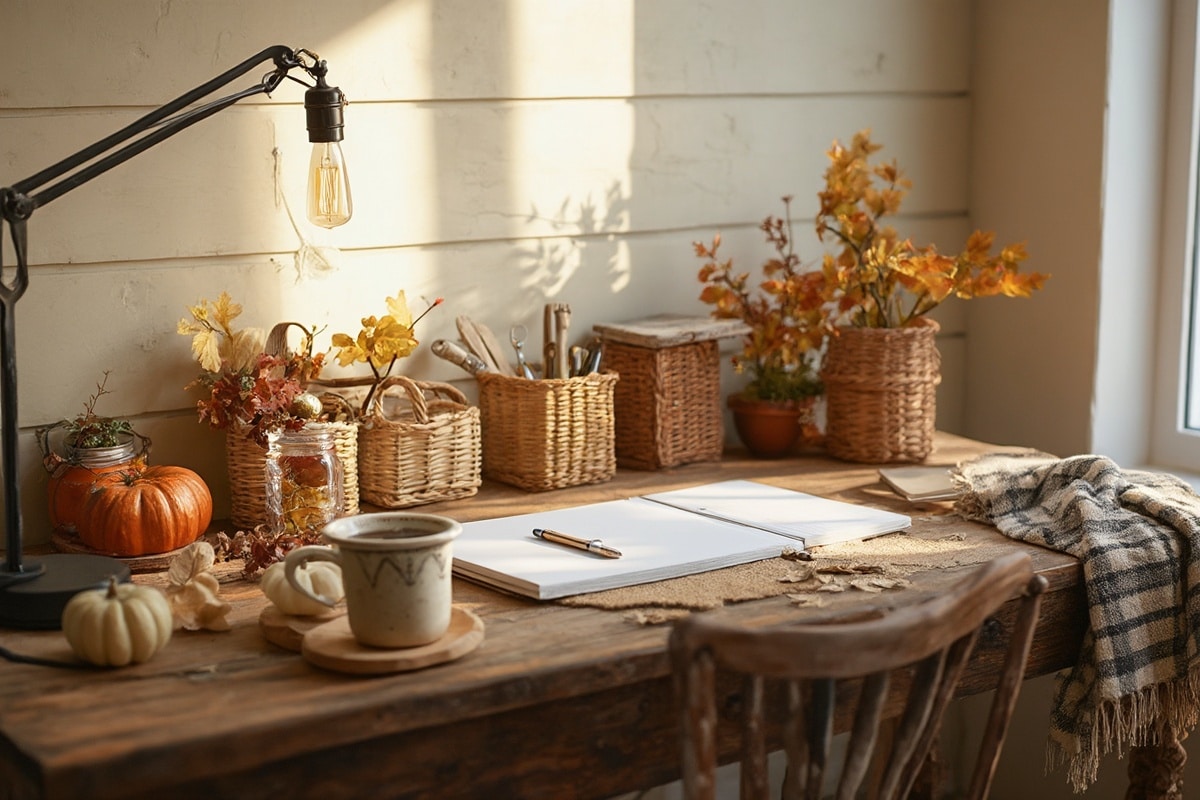 rustic farmhouse desk organization