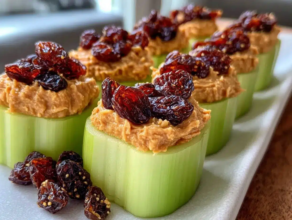 Ants on a Log snack preparation steps