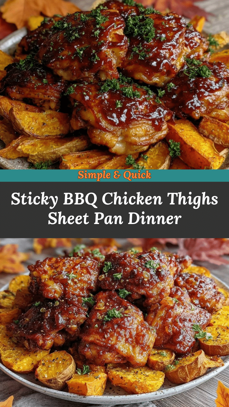 BBQ chicken thighs sheet pan dinner recipe