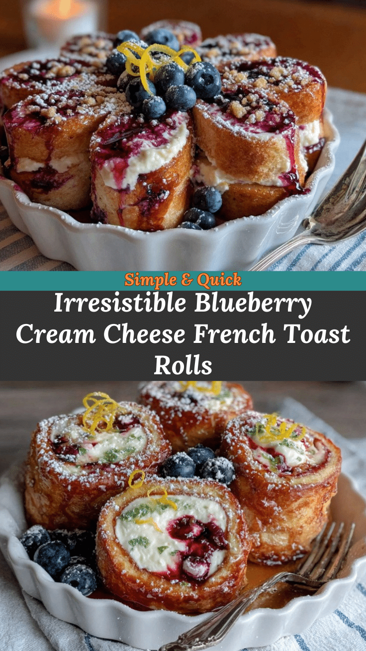 Blueberry cream cheese French toast roll-ups recipe