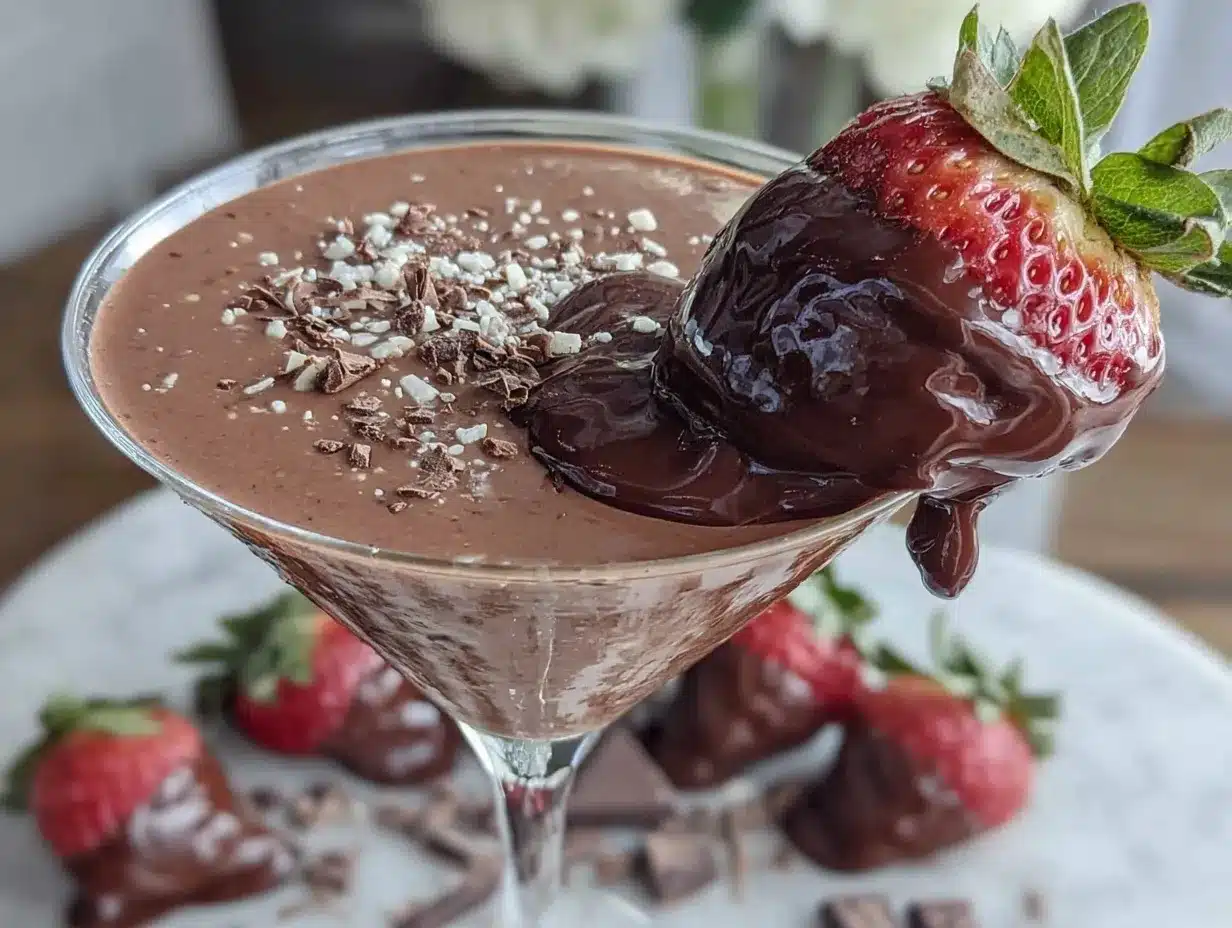 Chocolate-Covered Strawberry Martini preparation steps