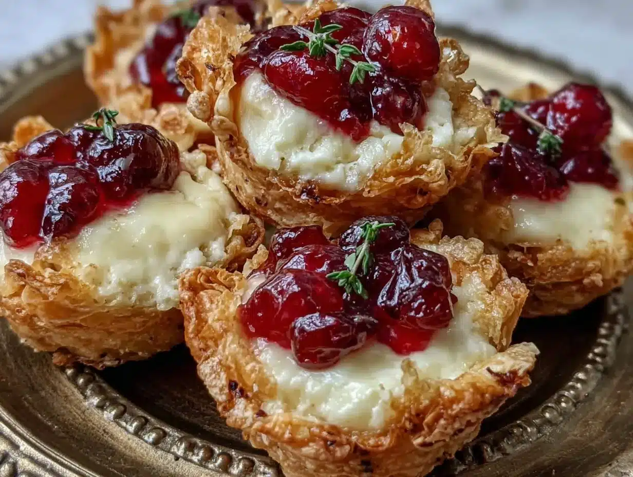 Cranberry Brie Bites in Phyllo preparation steps