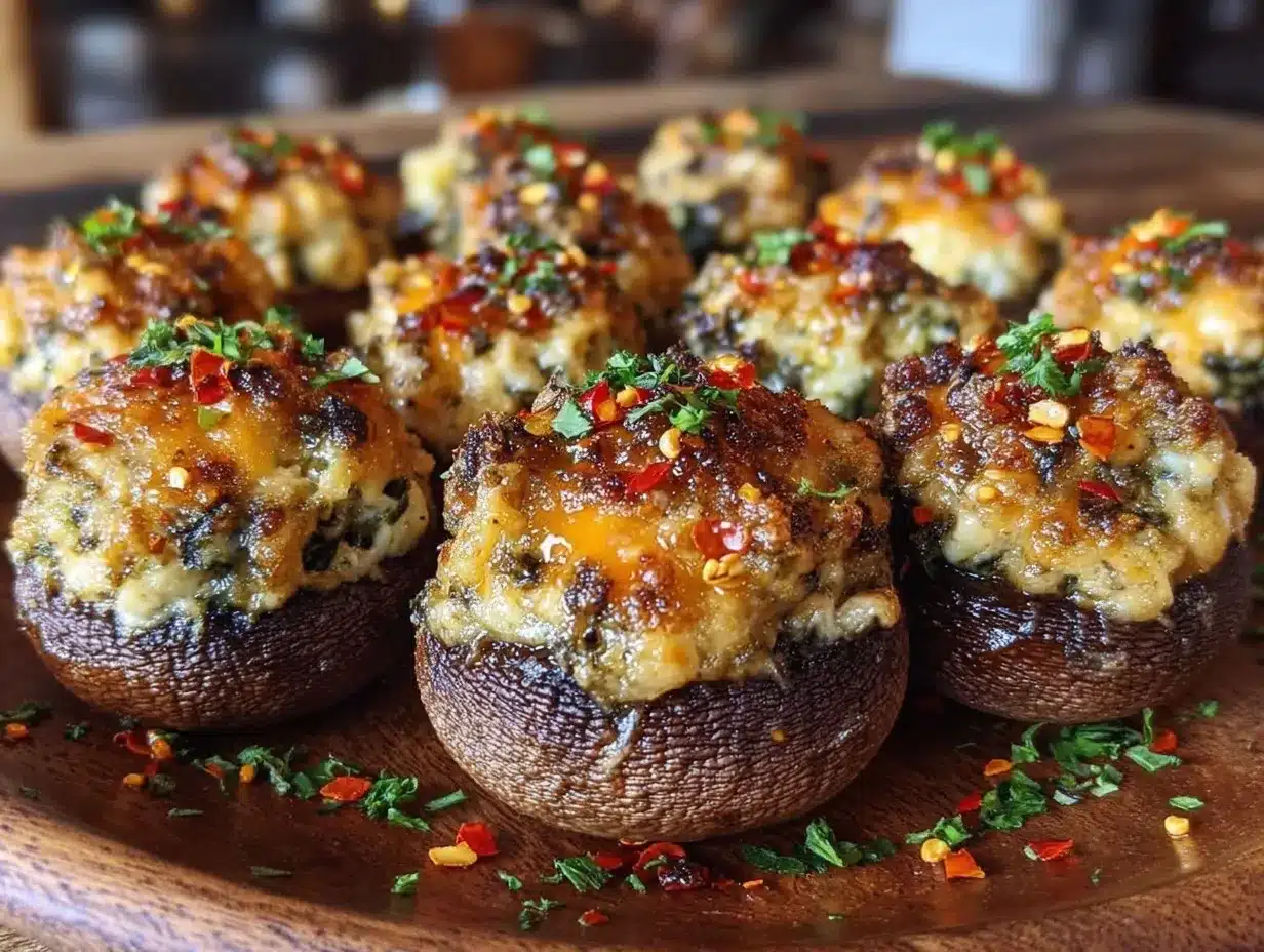 creamy spinach stuffed mushrooms preparation steps