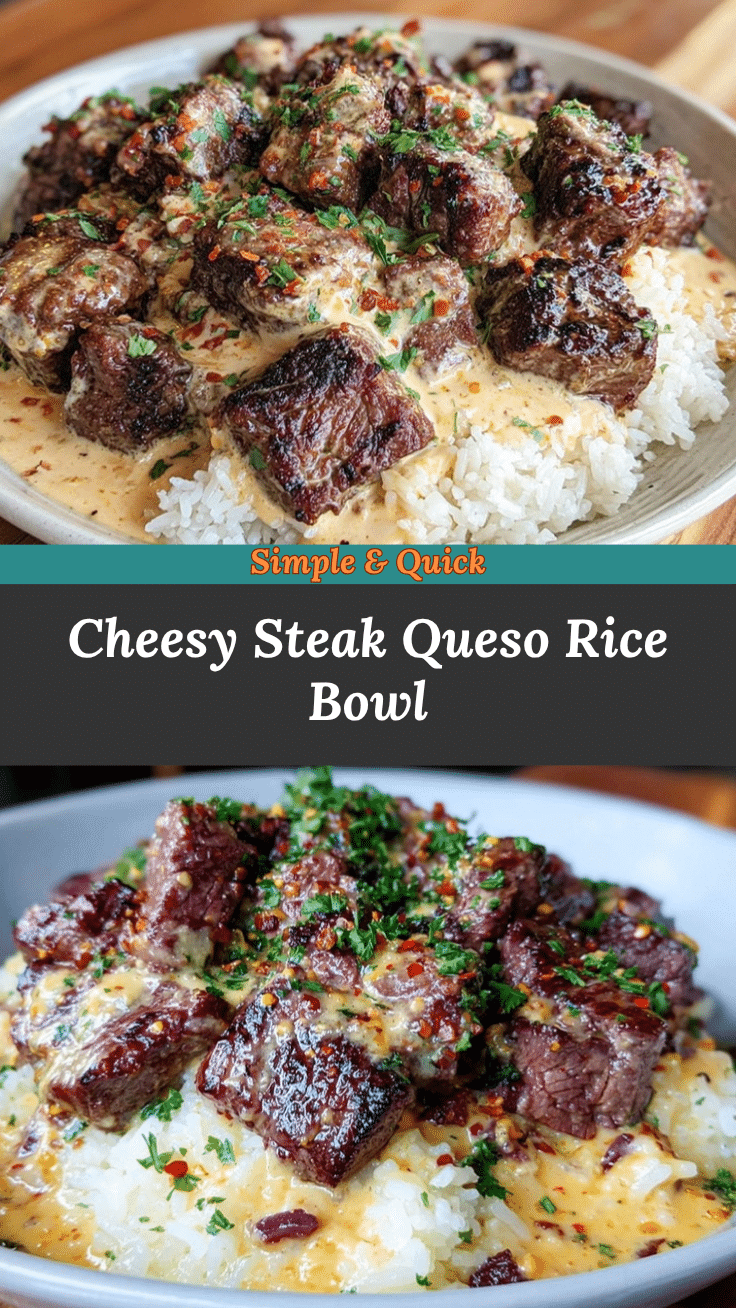 Creamy Steak Queso Rice Bowl recipe