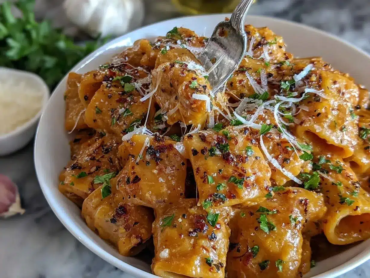 creamy tomato garlic pasta preparation steps