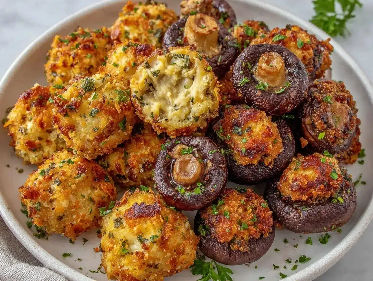 crispy oven fried garlic mushrooms preparation steps