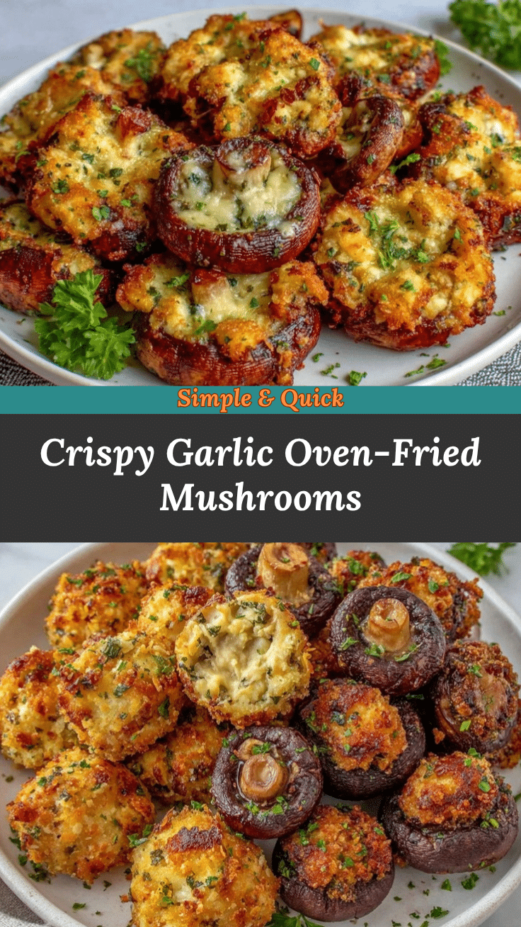 crispy oven fried garlic mushrooms recipe