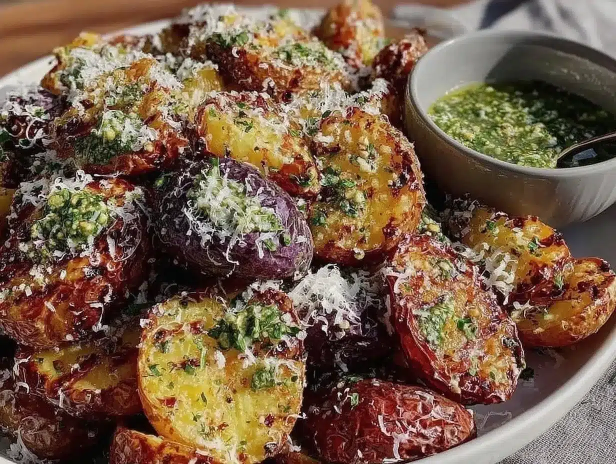 Crispy Parmesan Pesto Roasted Potatoes preparation steps