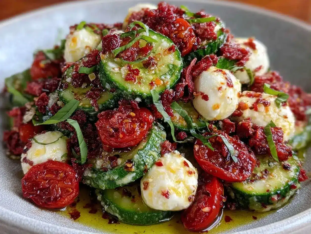 Fresh Cucumber Caprese Salad preparation steps