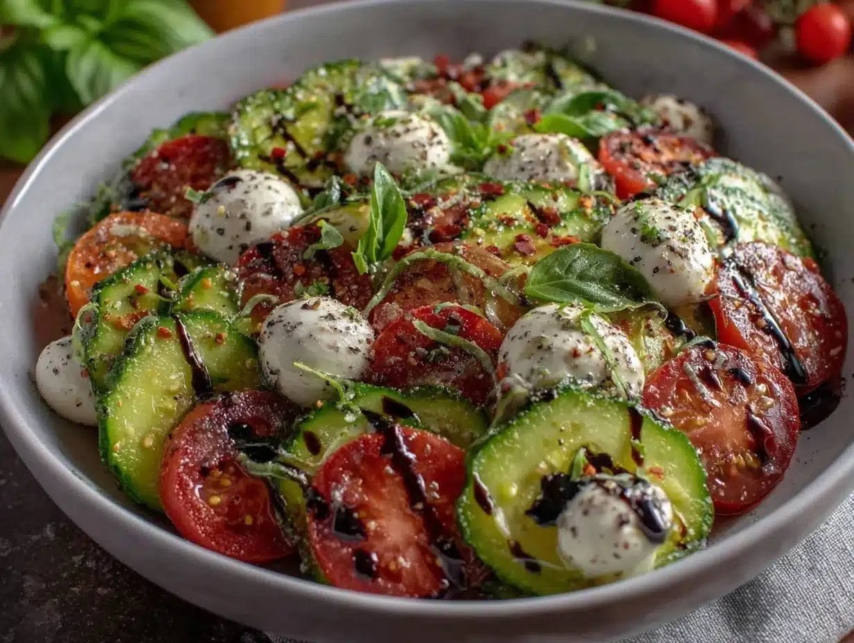 Fresh Cucumber Caprese Salad - featured image
