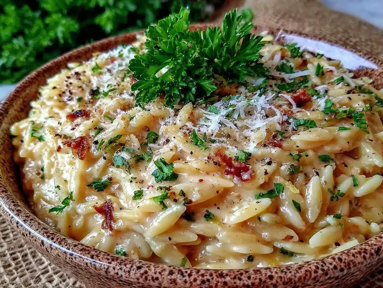 Garlic Parmesan Orzo preparation steps
