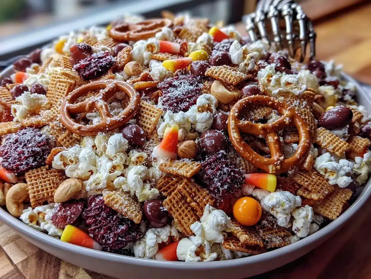 Halloween trail mix preparation steps