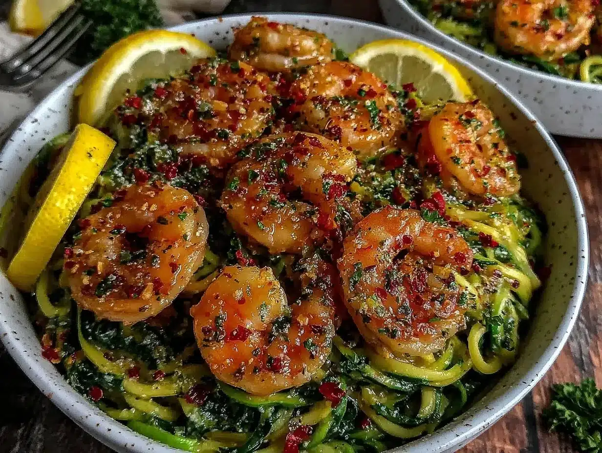 Lemon Garlic Shrimp Zoodles preparation steps