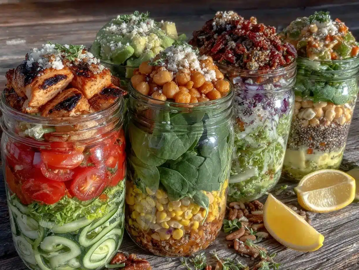 meal prep mason jar salads preparation steps