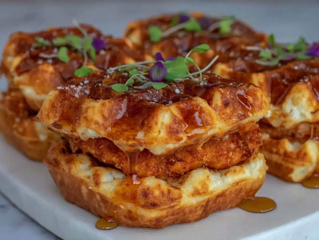 mini chicken and waffle sliders preparation steps