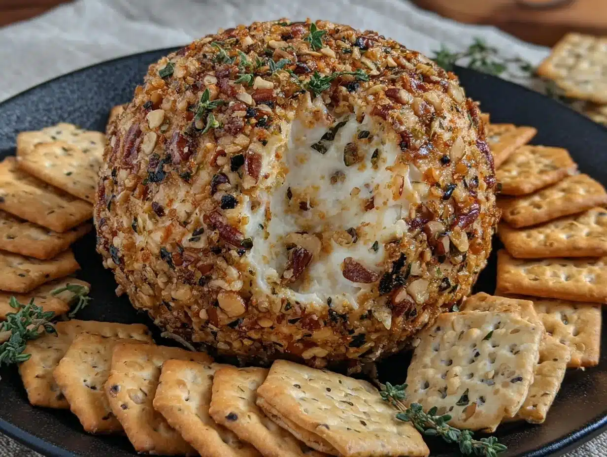 party cheese ball with crackers preparation steps