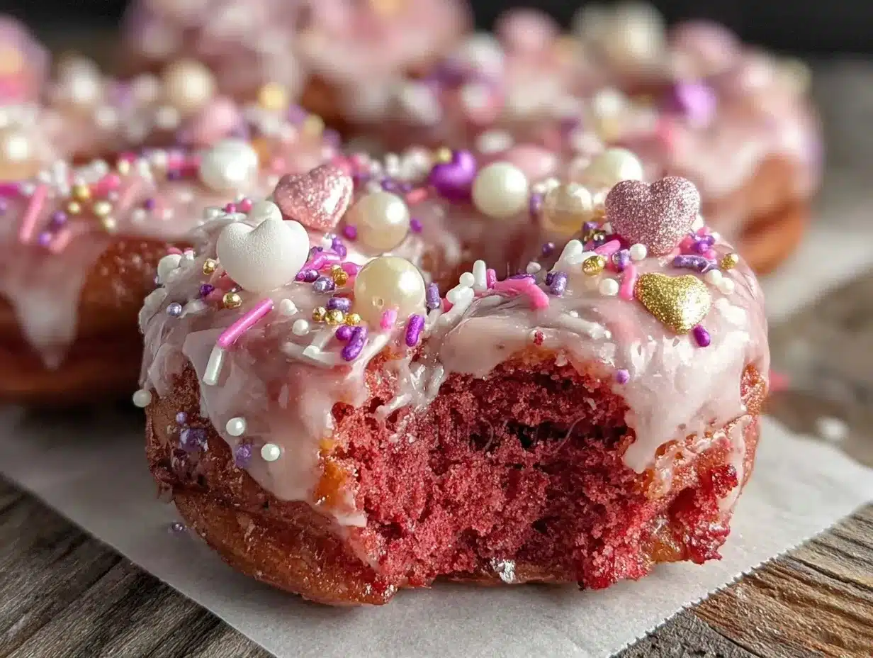 Pink Velvet Donuts preparation steps