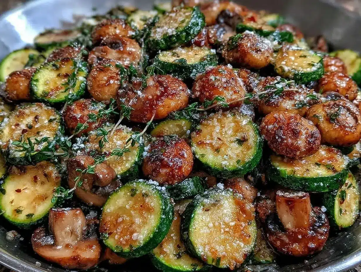 skillet zucchini and mushrooms preparation steps