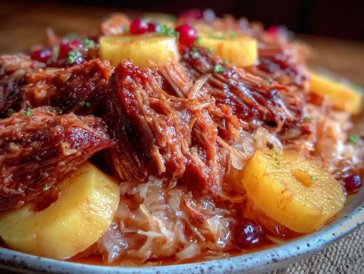 slow cooker pork and sauerkraut with apples preparation steps