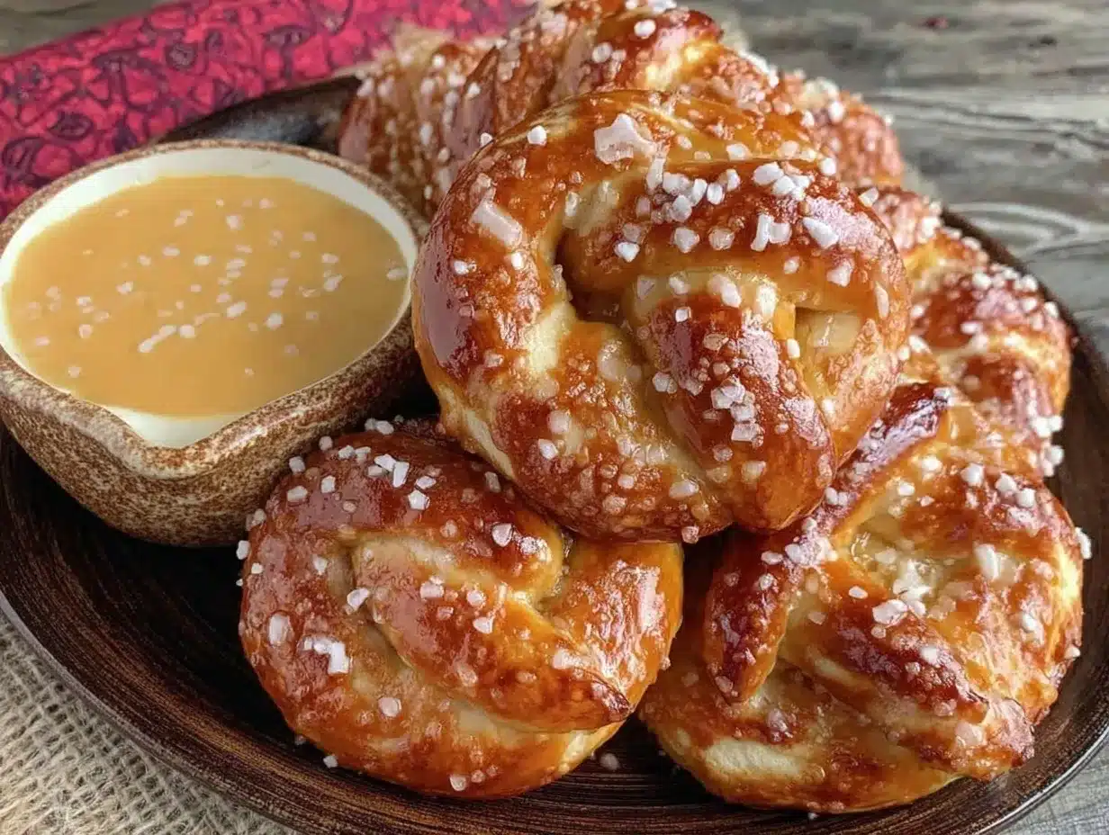 soft pretzels with cheese dip preparation steps