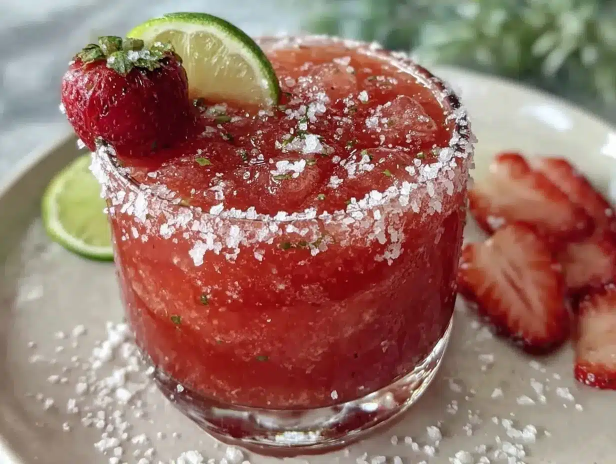 strawberry margarita mocktail preparation steps