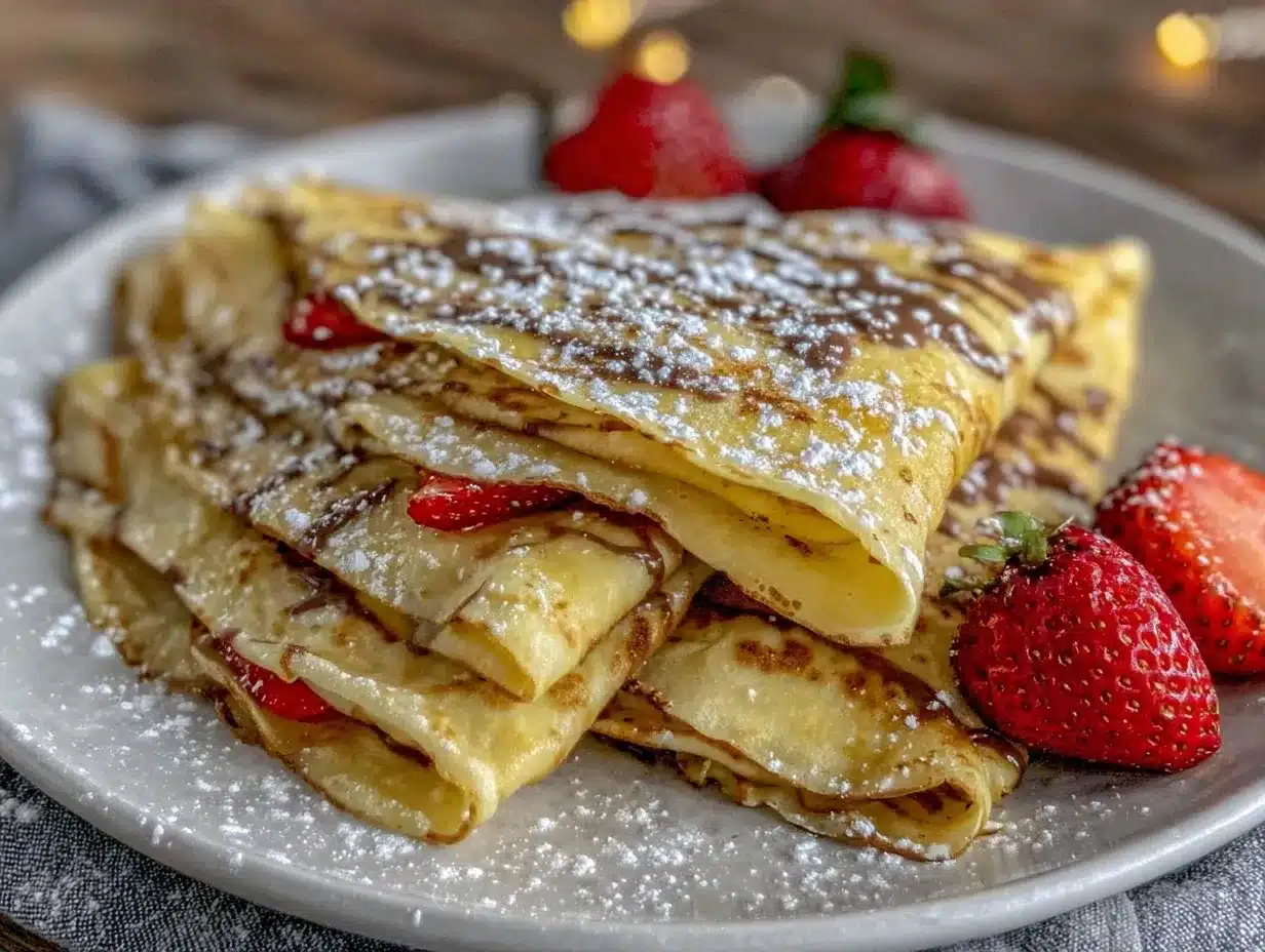 strawberry Nutella crepes preparation steps