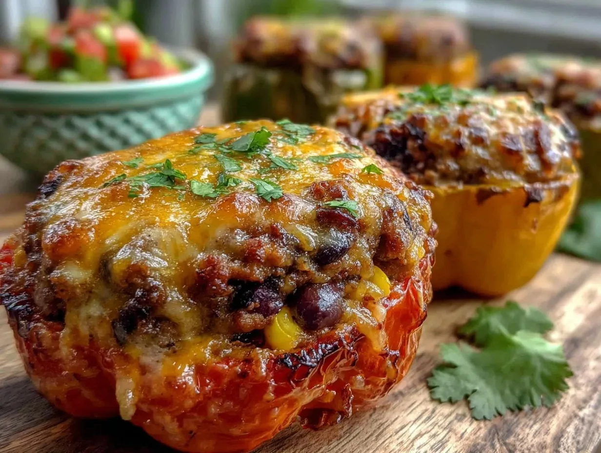 air fryer taco-stuffed peppers preparation steps