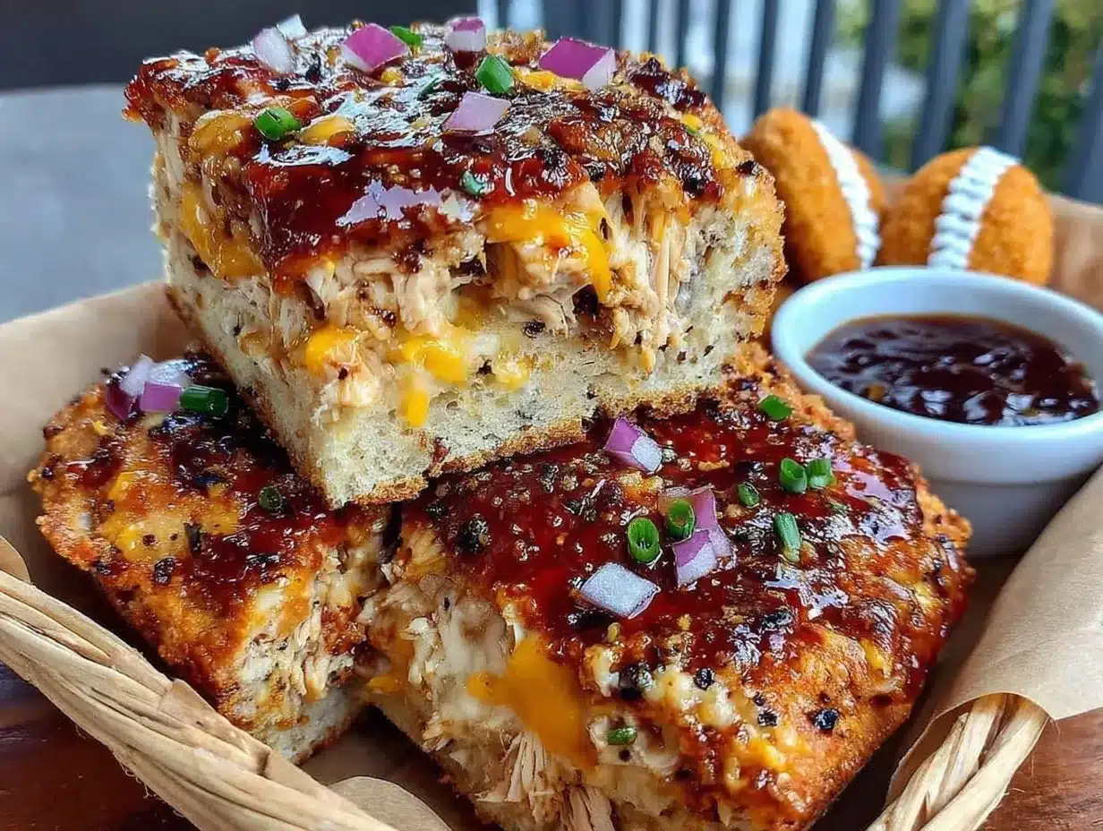BBQ chicken flatbread squares preparation steps