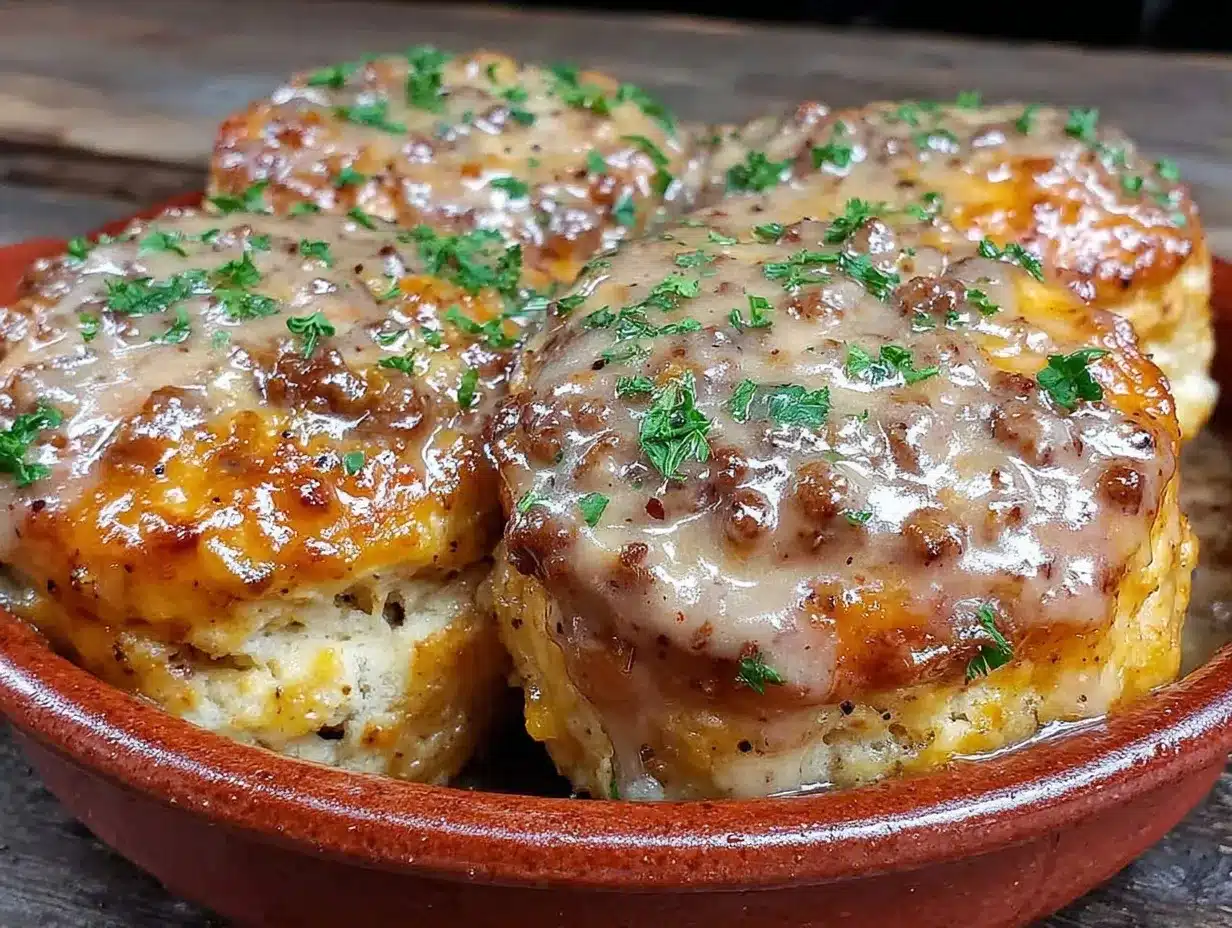 biscuits and gravy casserole preparation steps