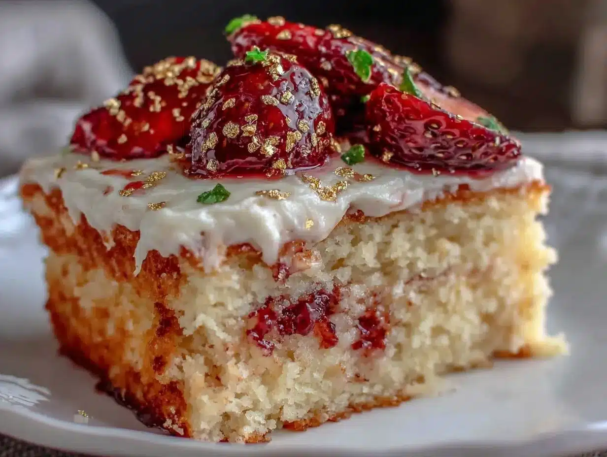 champagne cake with strawberries preparation steps