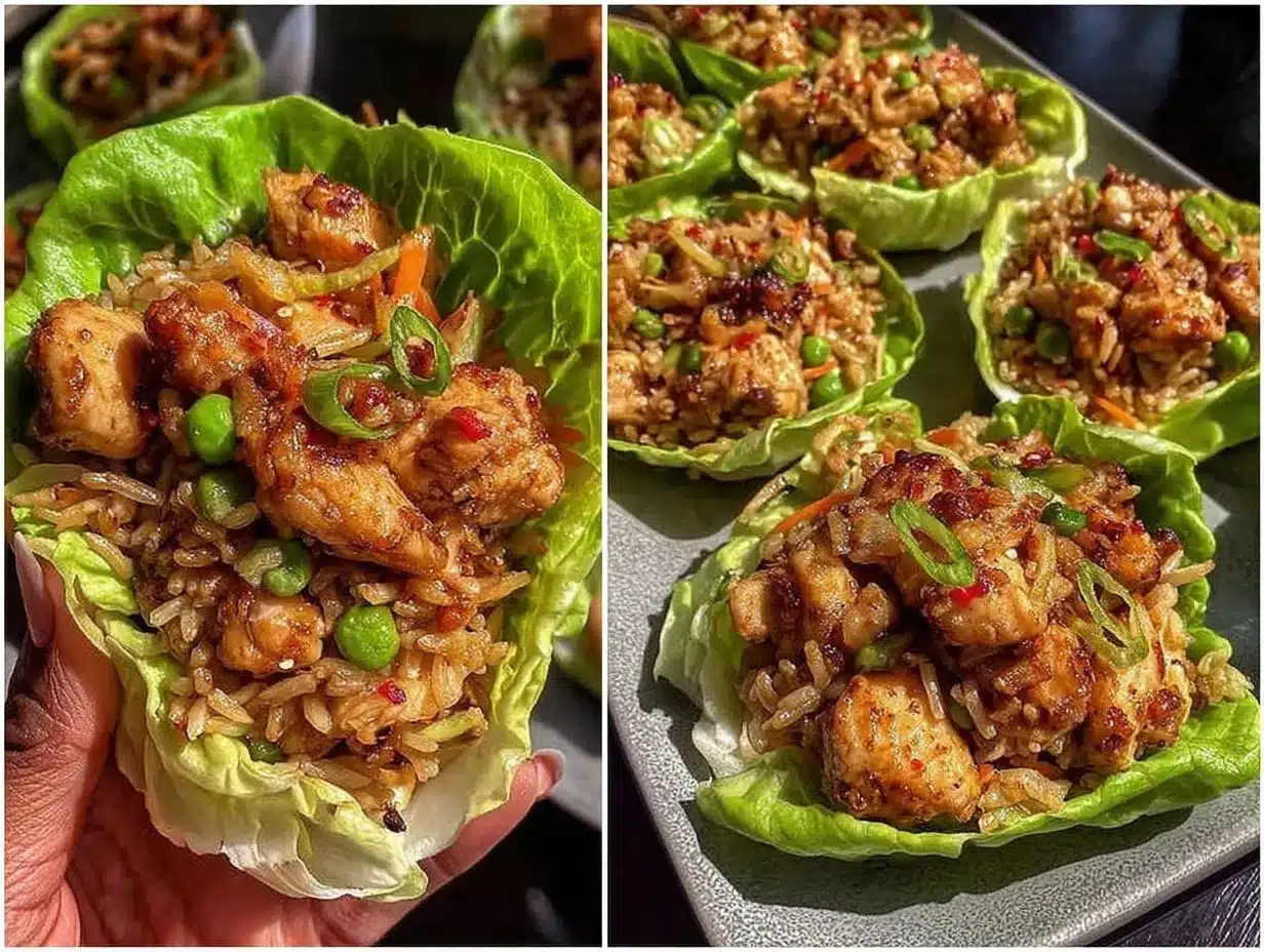 chicken fried rice lettuce cups preparation steps
