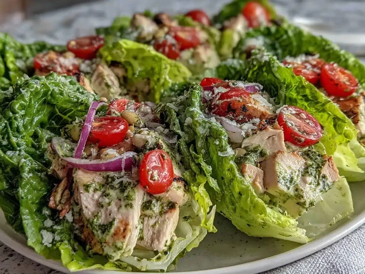 chicken pesto lettuce wraps preparation steps