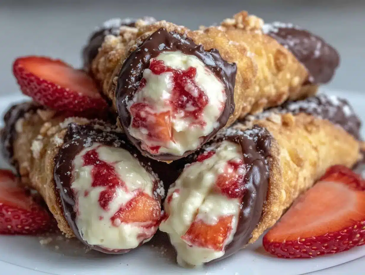 chocolate covered strawberry cannoli preparation steps