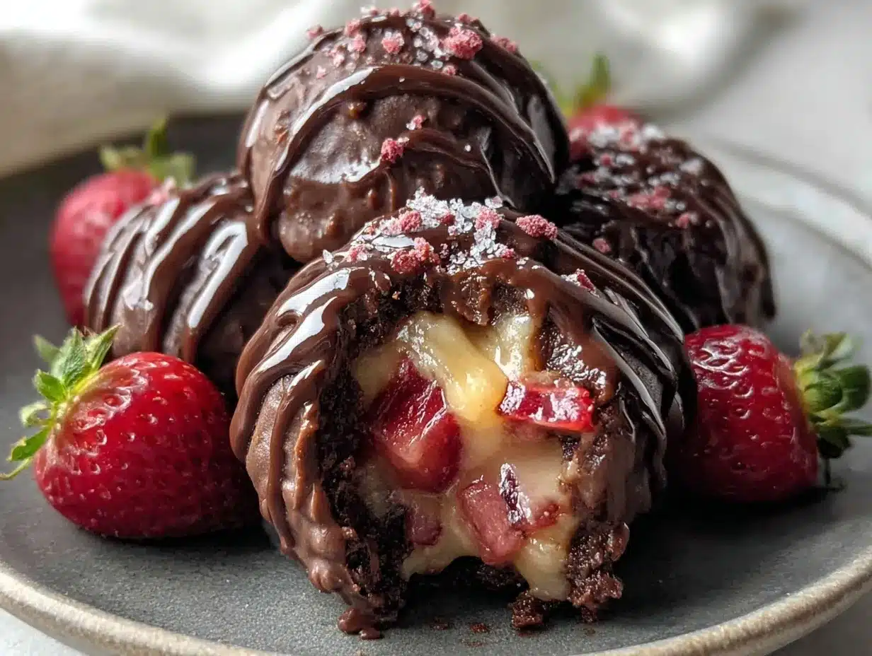 chocolate-covered strawberry frozen truffles preparation steps