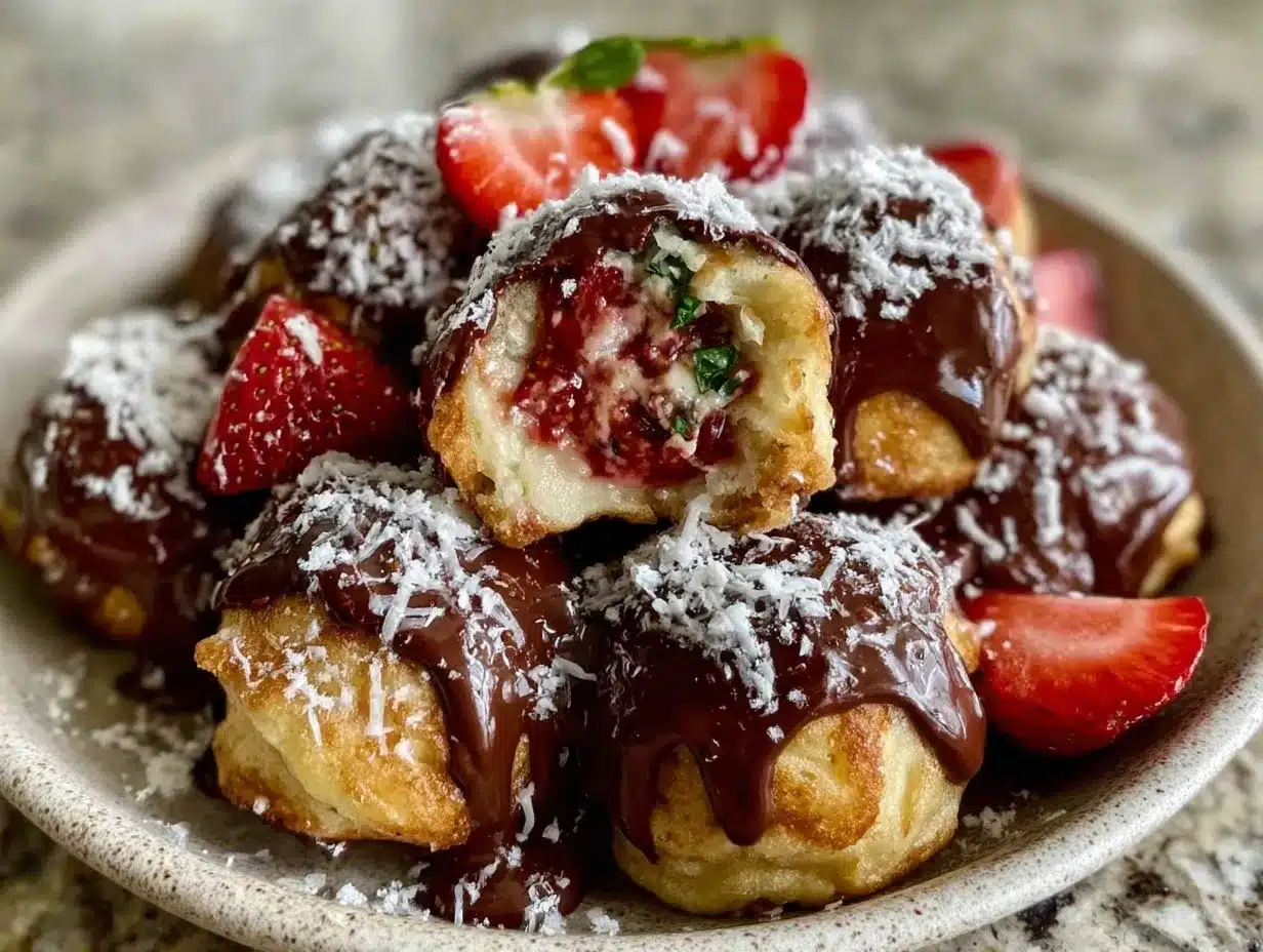 Chocolate-Covered Strawberry Pancake Bombs preparation steps