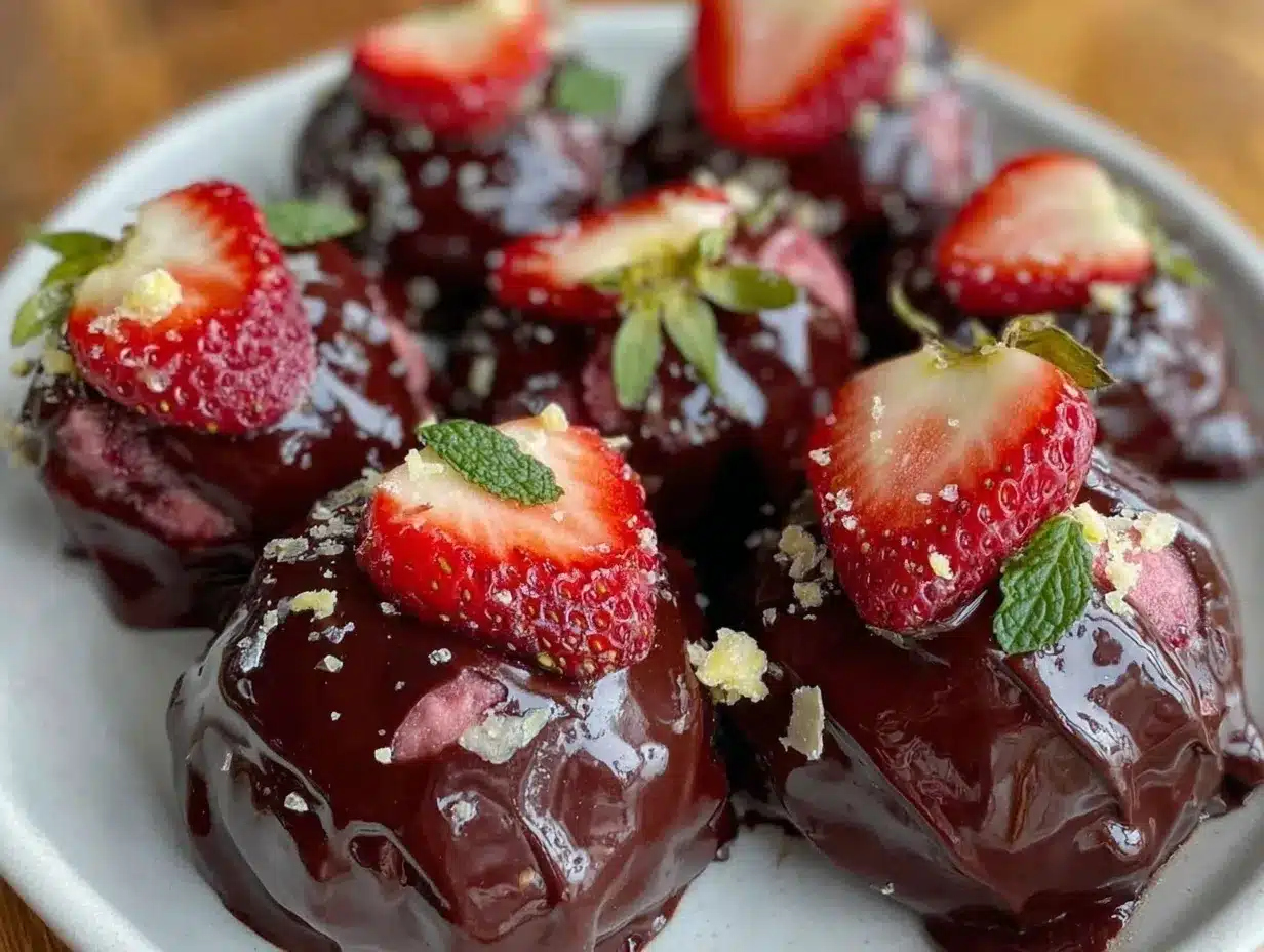 chocolate-covered strawberry pudding bombs preparation steps