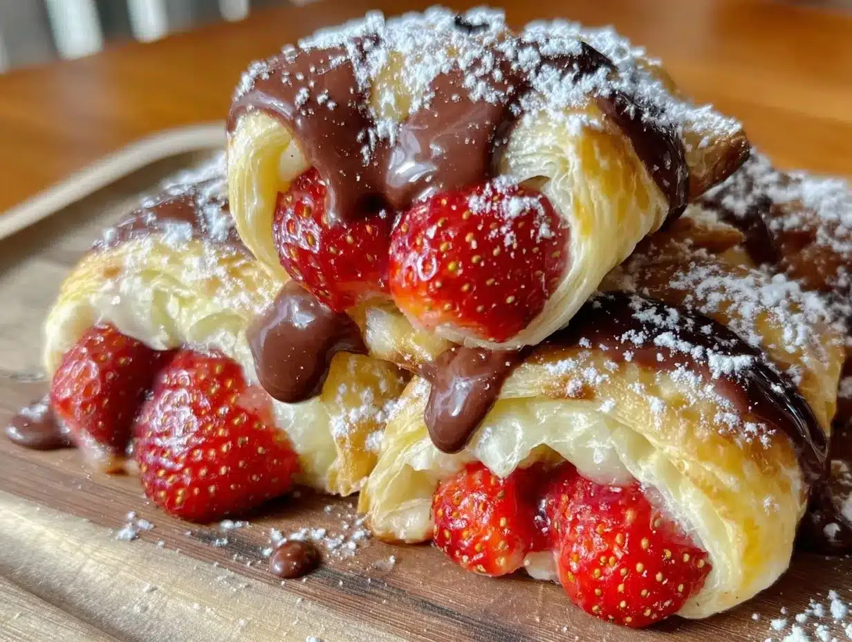 Chocolate-Covered Strawberry Puff Pastry Rolls preparation steps