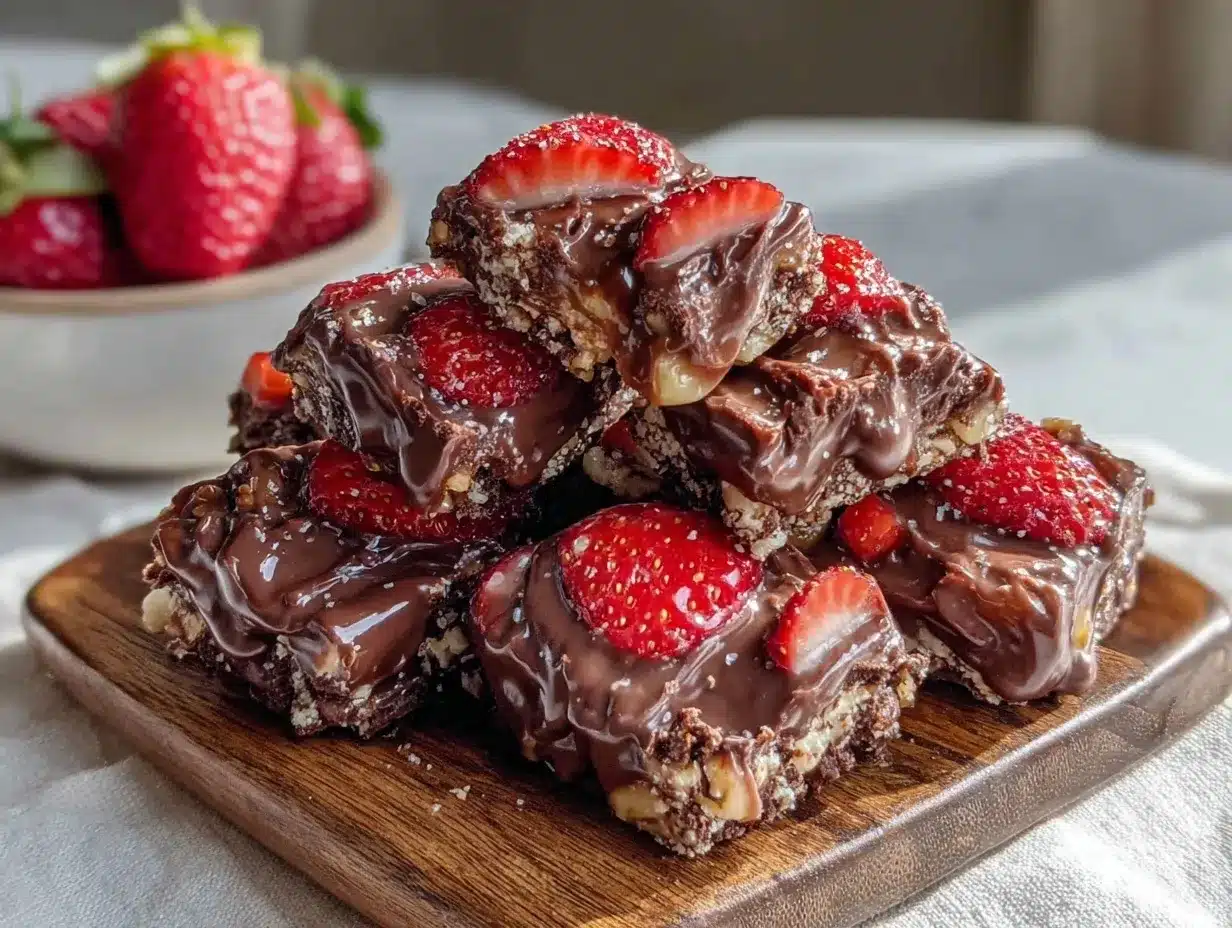 chocolate-covered strawberry yogurt bark bites preparation steps