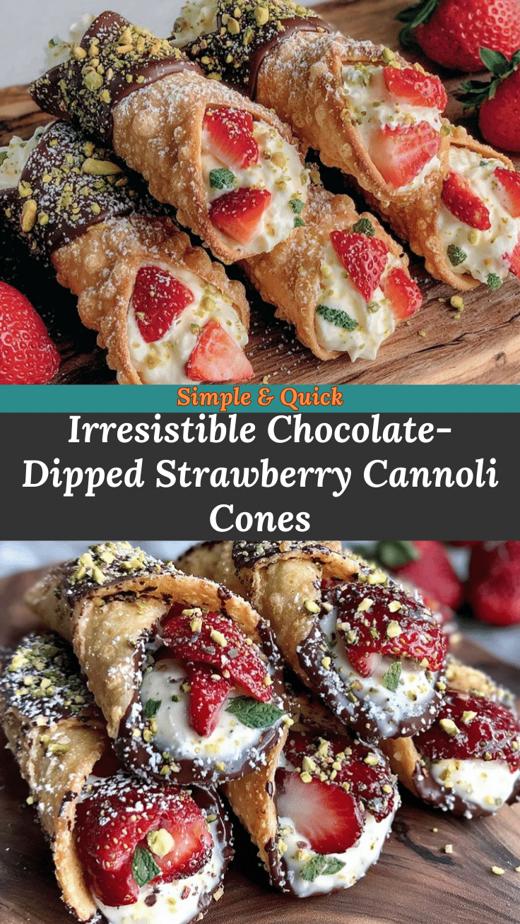 Chocolate-Dipped Strawberry Cannoli Cones recipe