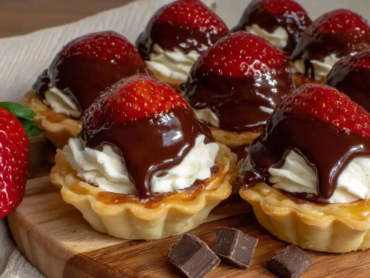 Chocolate-Dipped Strawberry Whipped Tarts preparation steps