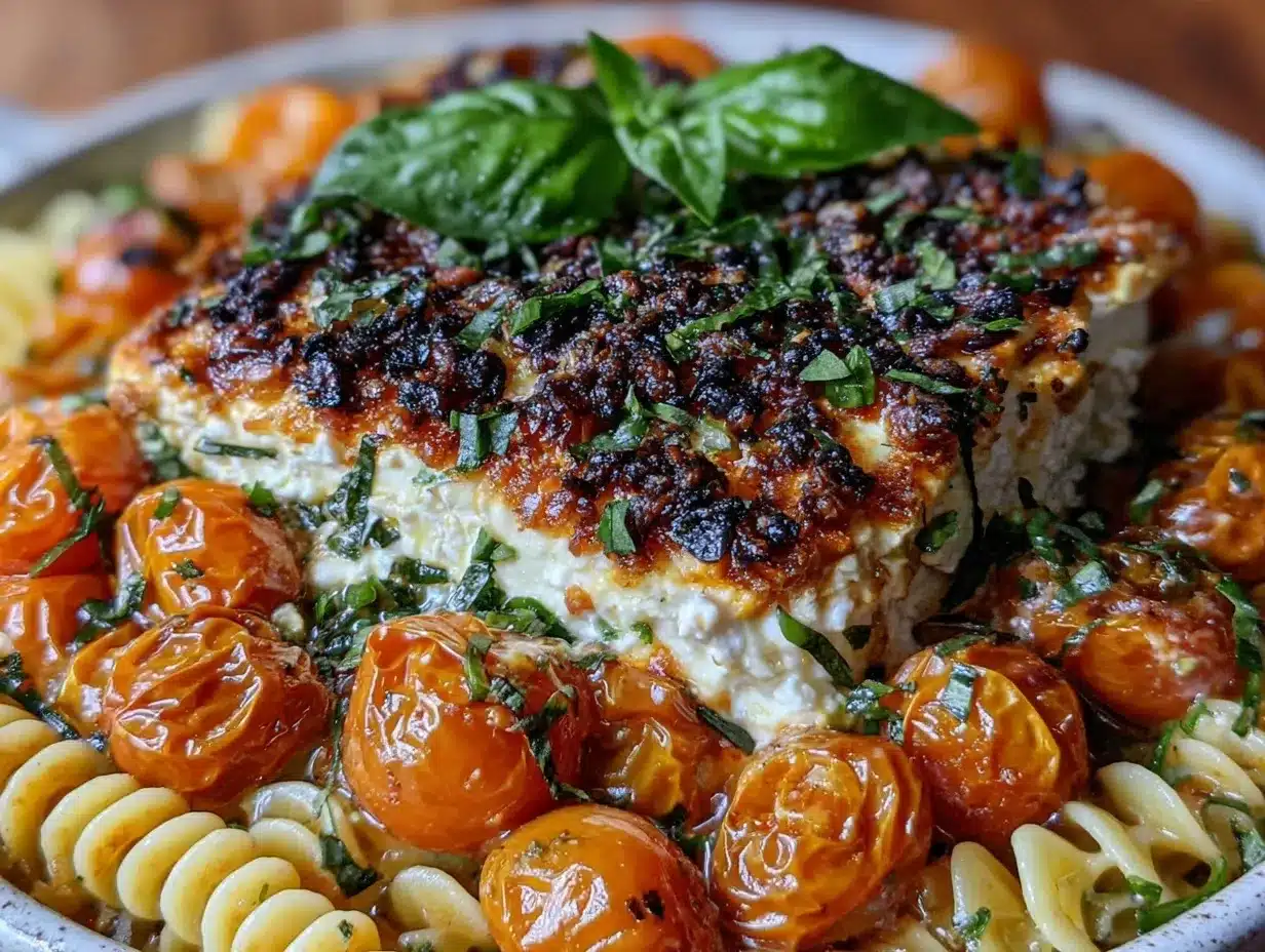 creamy baked feta pasta preparation steps