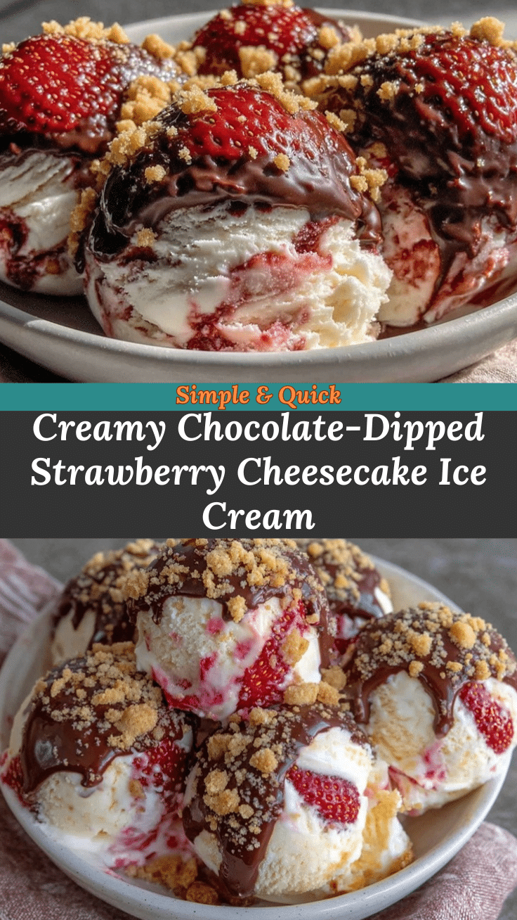 creamy chocolate-dipped strawberry cheesecake ice cream recipe