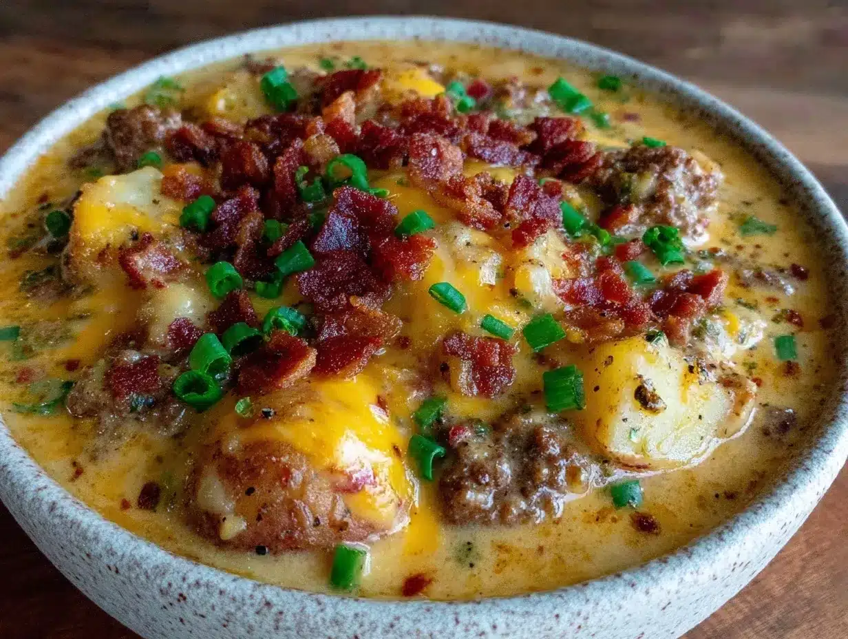 creamy cozy cheeseburger soup preparation steps
