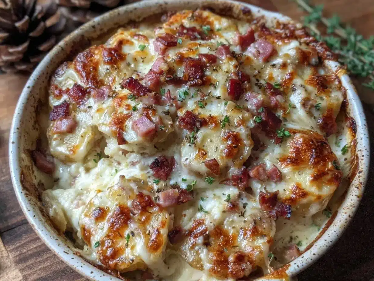 creamy scalloped ham and potatoes casserole preparation steps