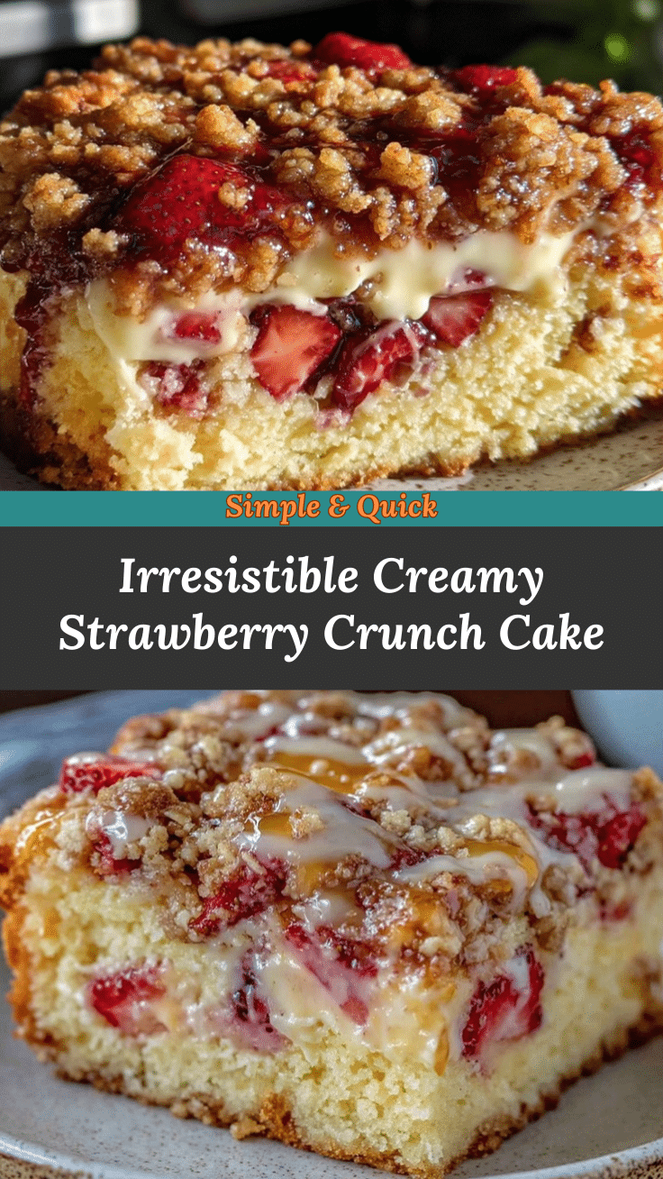 creamy strawberry crunch cake recipe