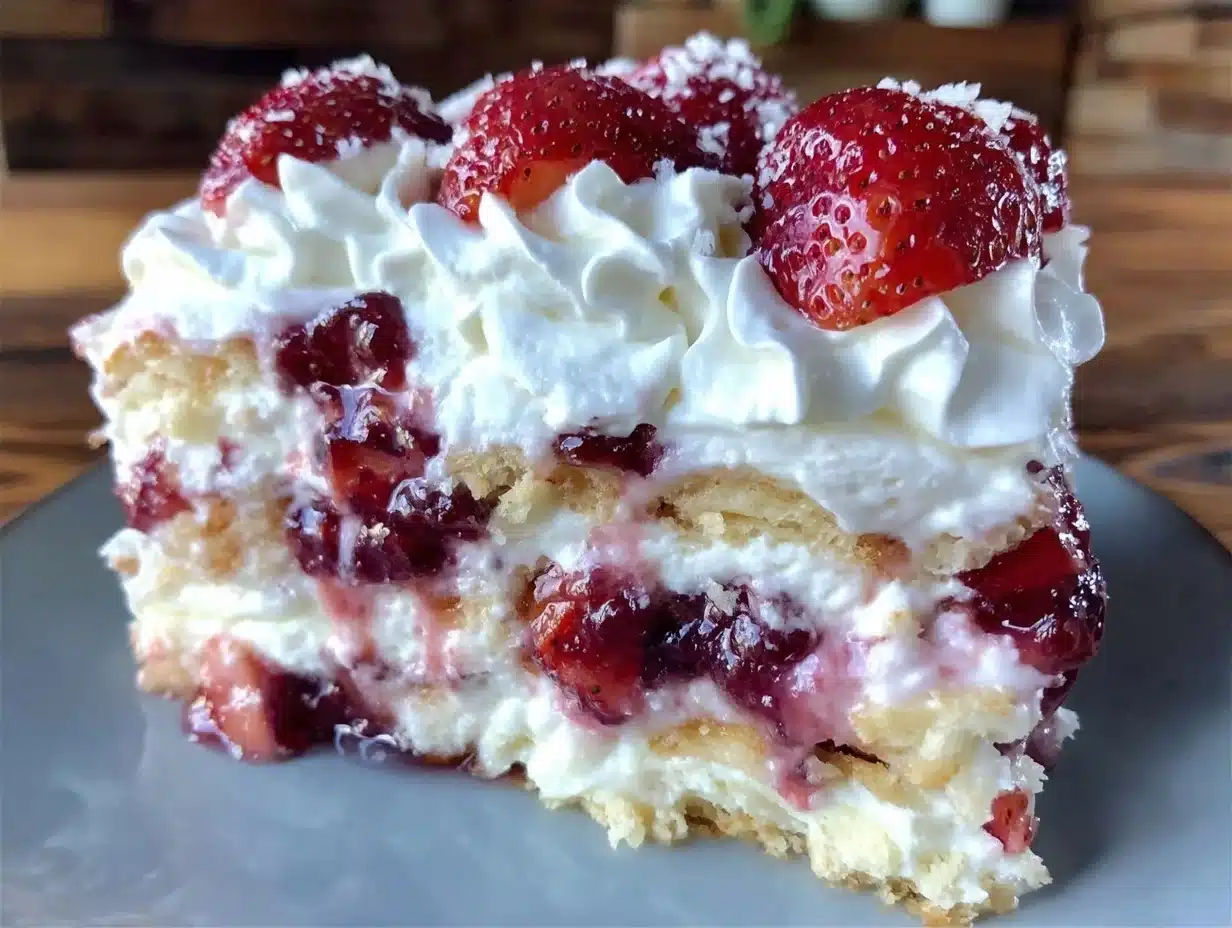 creamy strawberry icebox cake - featured image
