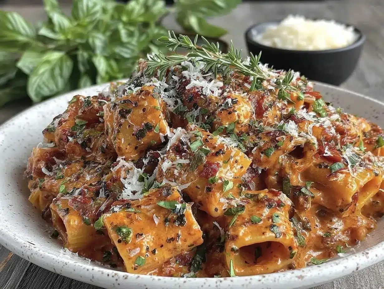 creamy vodka sauce pasta preparation steps