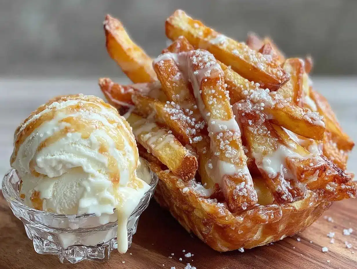 crispy fries with vanilla ice cream dip preparation steps