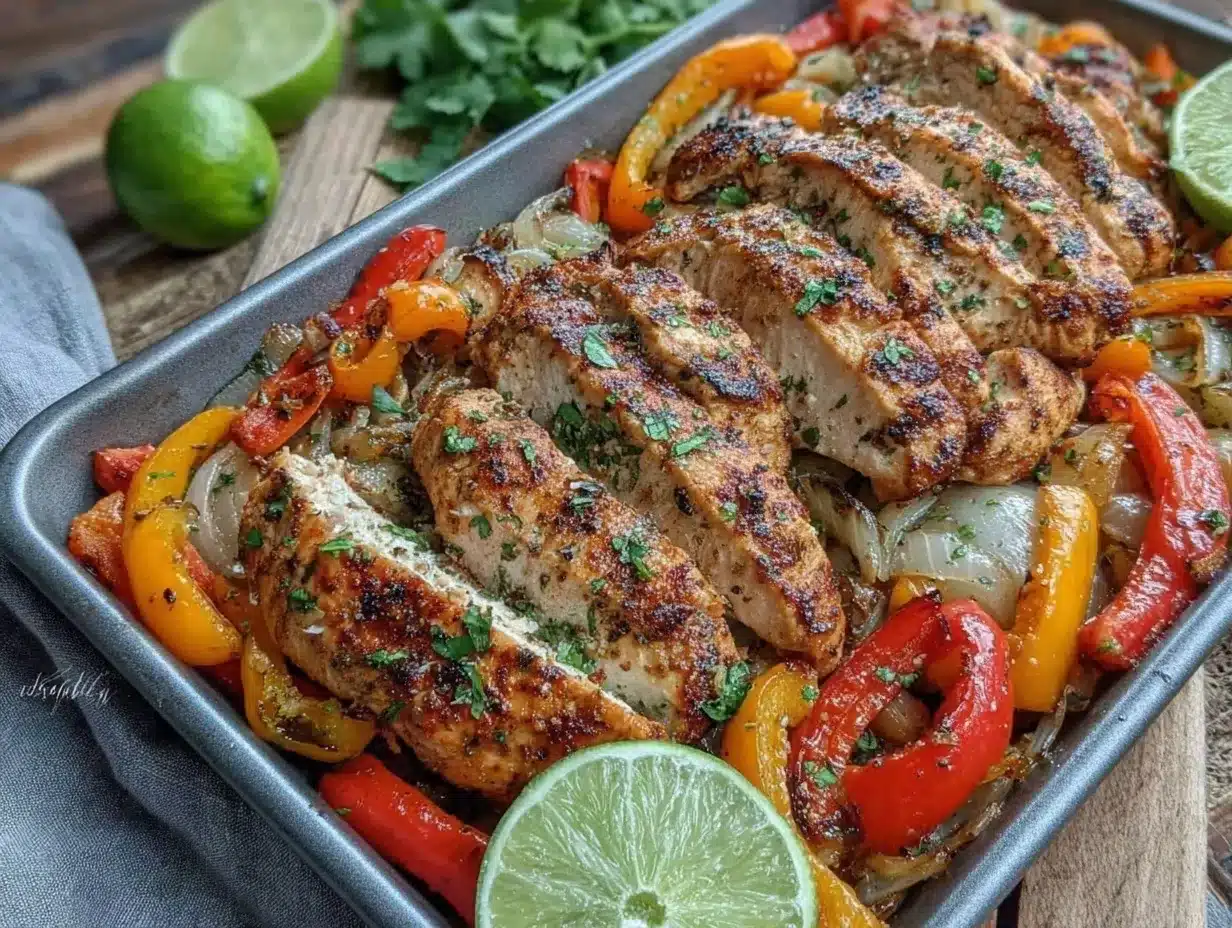crispy sheet pan chicken fajitas preparation steps